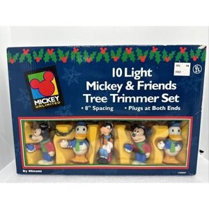 Vintage 10 Disney Mickey & Friends Christmas Tree Trimmer String of Light Set